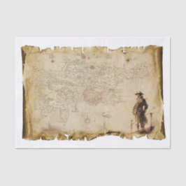 Alte Karte Pirate der Karibik auf Schiff Decoupage Seidenpapier