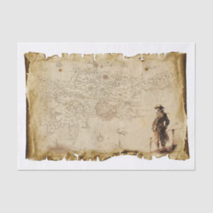 Alte Karte Pirate der Karibik auf Schiff Decoupage Seidenpapier