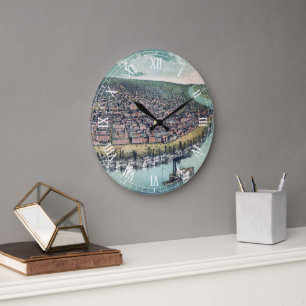 Alte Karte Saint Louis Missouri Mississippi Fluss Große Wanduhr