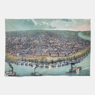 Alte Karte Saint Louis Missouri Mississippi River Geschirrtuch