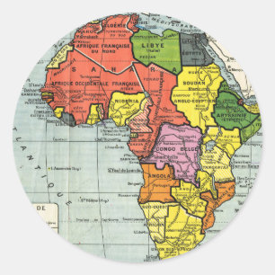 Alte Karte von Afrika, französischer Text Runder Aufkleber