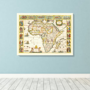 Alte Karte von Afrika von Hondius und Jansson Leinwanddruck