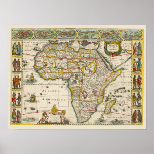 Alte Karte von Afrika von Hondius und Jansson Poster