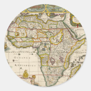 Alte Karte von Afrika von Hondius und Jansson Runder Aufkleber