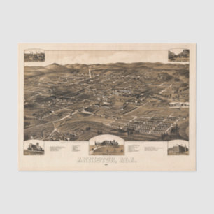 Alte Karte von Anniston, Alabama (1887) Seidenpapier