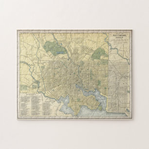 Alte Karte von Baltimore Maryland (1891)