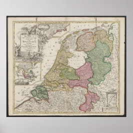Alte Karte von Belgien und den Niederlanden von 17 Poster