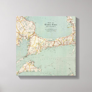 Alte Karte von Cape Cod, Massachusetts Leinwanddruck