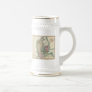 Alte Karte von Dänemark (1801) Bierglas