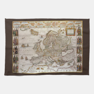 Alte Karte von Europa von Willem Jansz Blaeu, c161 Handtuch