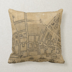 Alte Karte von Liverpool England (1725) Kissen