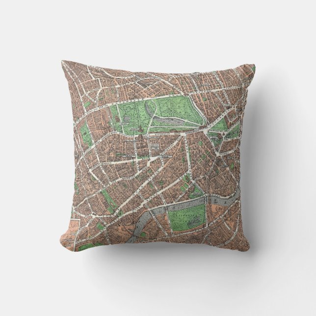 Alte Karte von London Kissen (Vorderseite)