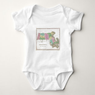 Alte Karte von Massachusetts (1827) Baby Strampler