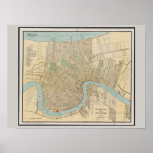 Alte Karte von New Orleans, LA Poster