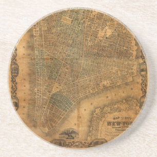 Alte Karte von New York City im Jahre 1852 Untersetzer