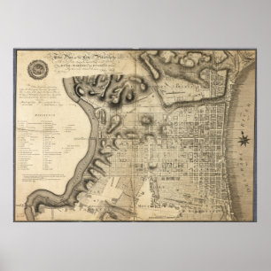 Alte Karte von Philadelphia Pennsylvania ab 1796 Poster