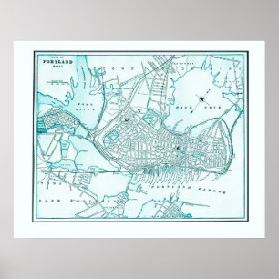 Alte Karte von Portland, Maine ab 1898 Poster