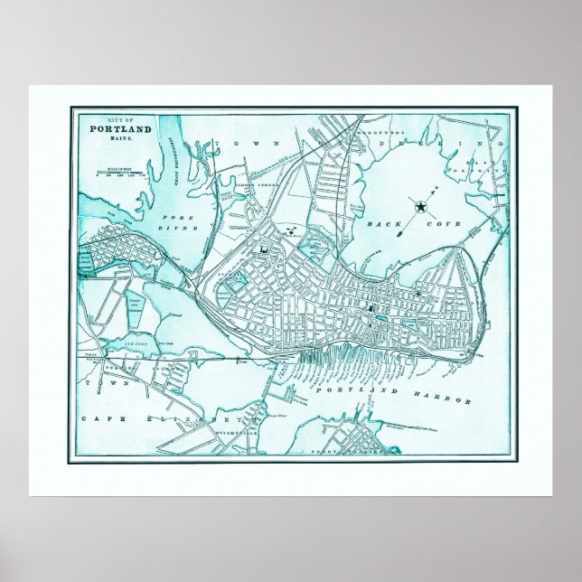 Alte Karte von Portland, Maine von 1898 Poster (Vorne)
