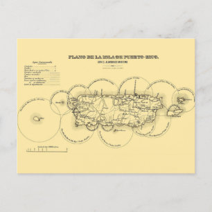 Alte Karte von Puerto Ricos Leuchttürme Postkarte