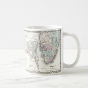 Alte Karte von Savannah und Charleston (1855) Kaffeetasse