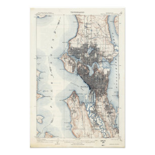 Alte Karte von Seattle Washington Fotodruck