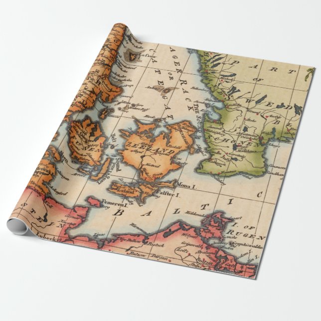 Alte Karten Muster Geschenkpapier (Ungerollt)