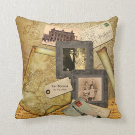 Alte Karten-Postkarten-Papier-Collagen-Vintager Kissen