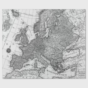 Alte Karten Schwarz-Weiß-Geschenkpapier Geschenkpapier
