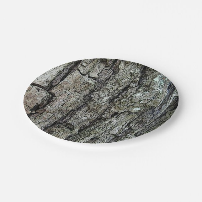 Alte Kiefern-Barke Pappteller (Schrägansicht)