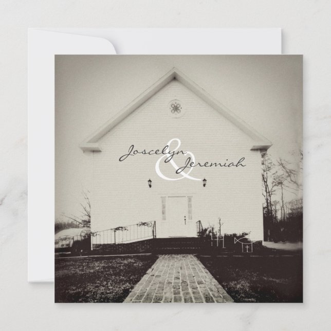 Alte Kirche Vintage Hochzeit Einladung (Rückseite)