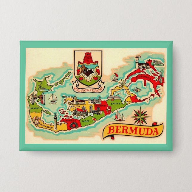 Alte Klassische Bermuda Karte Button (Vorderseite)