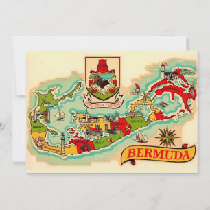 Alte klassische Bermudakarte 5x7 großes Postkarte