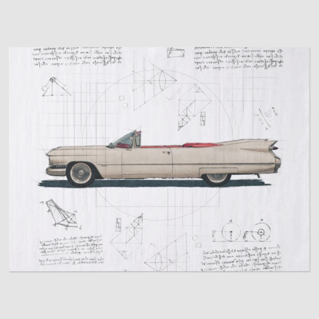 Alte klassische Cadillac Cabrio Dekoupage Seidenpapier (Vorderseite)