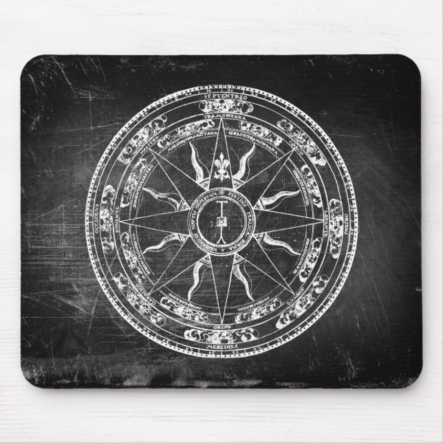 Alte Kompassrose (S/W) Mousepad (Vorne)