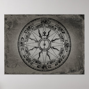 Alte Kompassrose (S/W) Poster