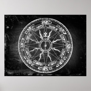 Alte Kompassrose (S/W) Poster