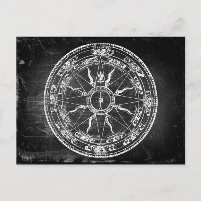 Alte Kompassrose (S/W) Postkarte (Vorderseite)