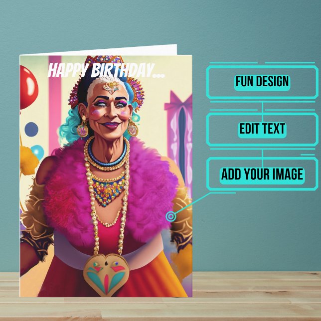 Alte Königin von Herzen Funny Gay Geburtstag Karte (Make sure their LGBTQ+ birthday is as gay as they are.)