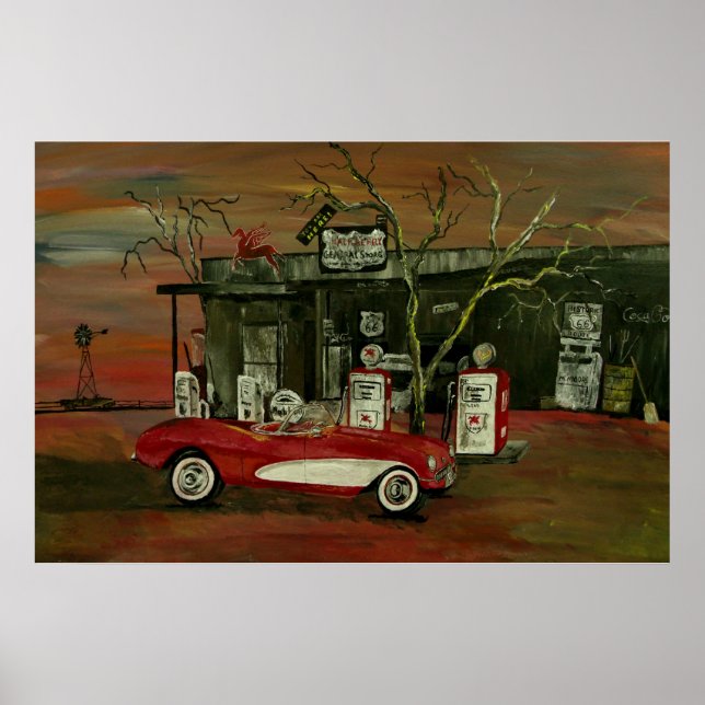 Alte konvertible Stingray Corvette Poster Print (Vorne)