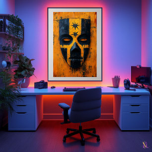 Alte Kriegermaske – mesoamerikanischer Stamm Poster