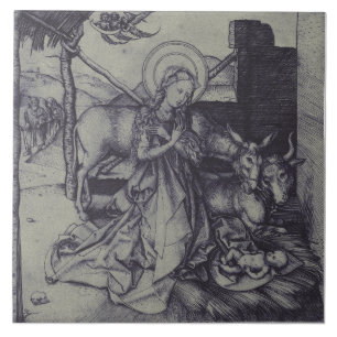 Alte Krippe-Szene og Jesus Christus Fliese
