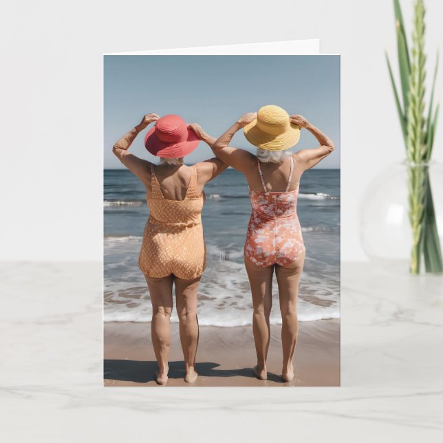 Alte Lady Friends am Strand Karte (Vorderseite)