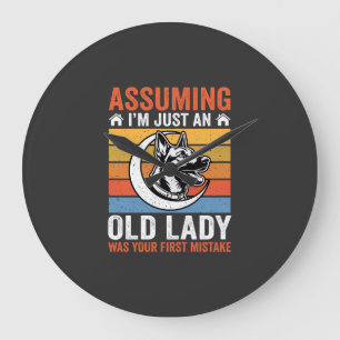 Alte Lady-Hund-Warnung Retro Große Wanduhr