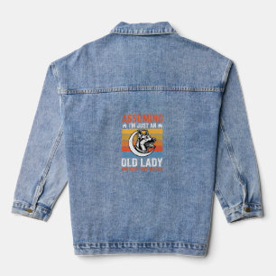 Alte Lady-Hund-Warnung Retro Jeansjacke
