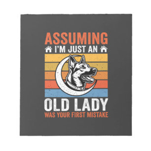 Alte Lady-Hund-Warnung Retro Notizblock