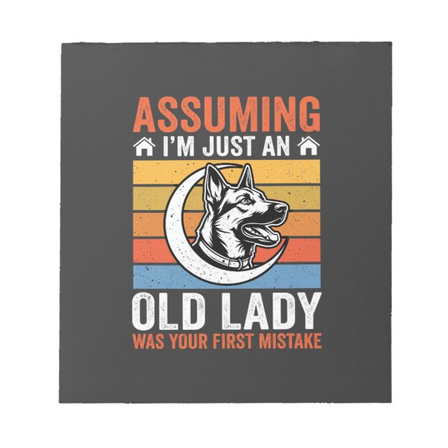 Alte Lady-Hund-Warnung Retro Notizblock (Vorderseite)