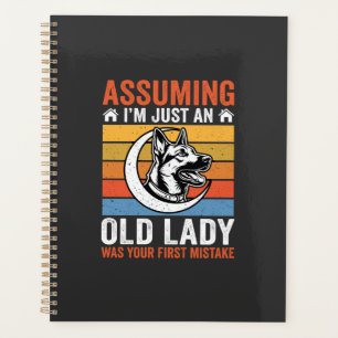 Alte Lady-Hund-Warnung Retro Planer