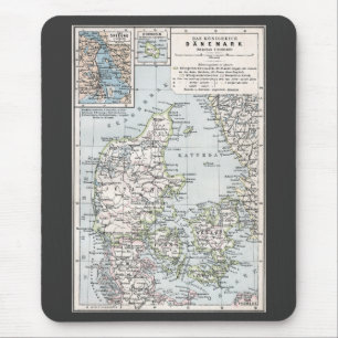 Alte Landkarte von Dänemark, Danmark auf Dänisch, Mousepad