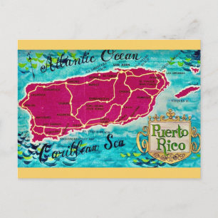 Alte Landkarte von Puerto Rico als Postkarte
