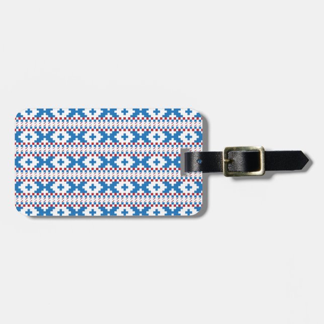 Alte lettische Schilder blau, rot, weiß Gepäckanhänger (Vorderseite horizontal)